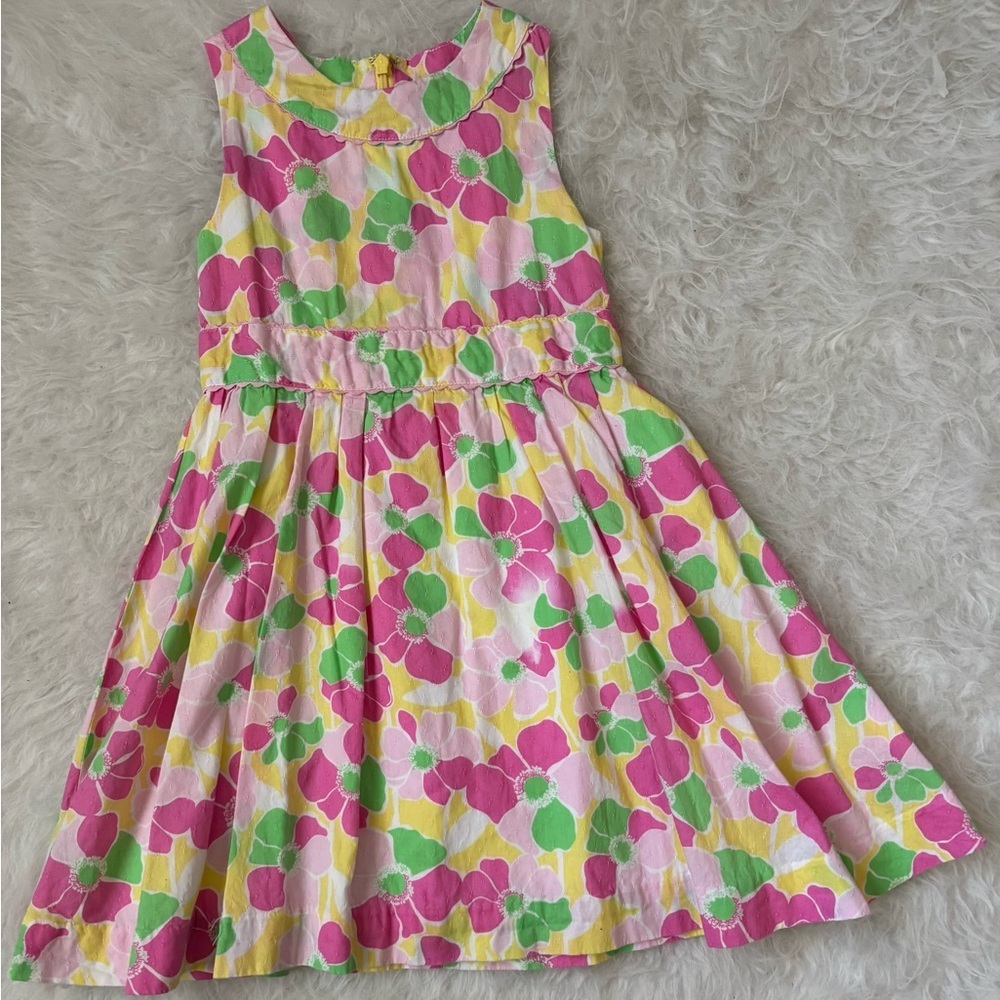 Lilly Pulitzer Bright Floral Cotton Dress in Pink, Yellow & Green